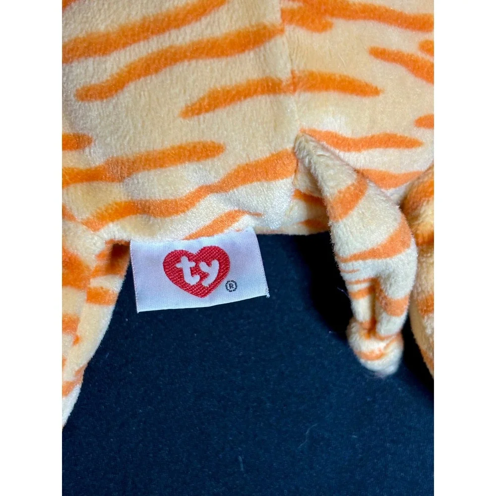 1996 Vintage Ty Beanie Baby Pillow Pals Purr Stripe Tiger Cat Plush Animal